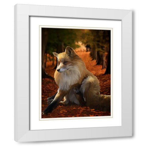 Fall Fox White Modern Wood Framed Art Print with Double Matting by Lavoie, Tina
