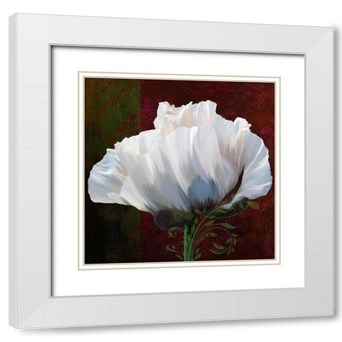 Coquelicot En Rouge White Modern Wood Framed Art Print with Double Matting by Lavoie, Tina