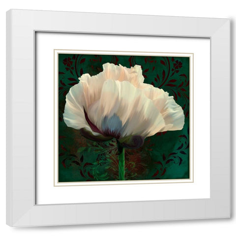 Poppy In Verdigris And Rust II White Modern Wood Framed Art Print with Double Matting by Lavoie, Tina