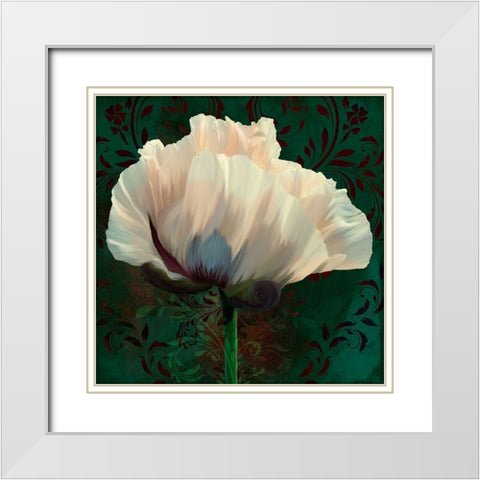 Poppy In Verdigris And Rust II White Modern Wood Framed Art Print with Double Matting by Lavoie, Tina