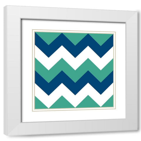Emerald Monaco Blue White Modern Wood Framed Art Print with Double Matting by Lavoie, Tina