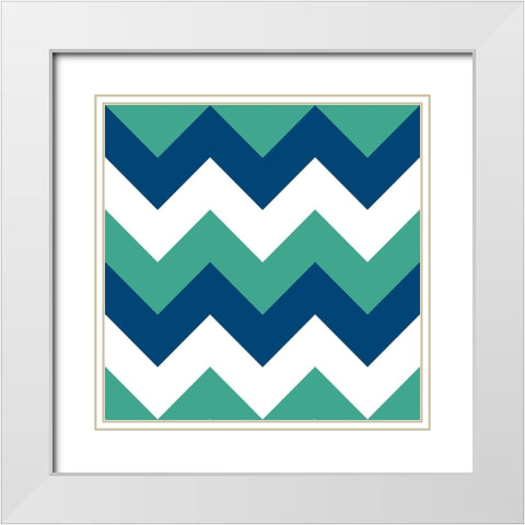 Emerald Monaco Blue White Modern Wood Framed Art Print with Double Matting by Lavoie, Tina
