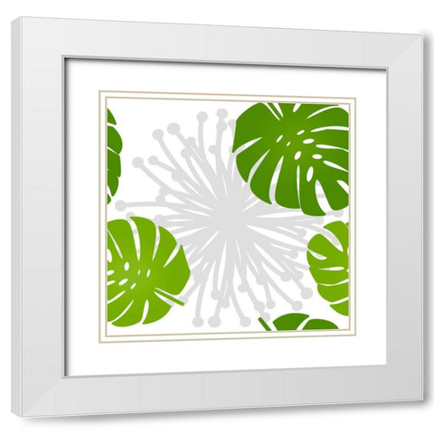Rain Forest Pattern III Leaves White Modern Wood Framed Art Print with Double Matting by Lavoie, Tina