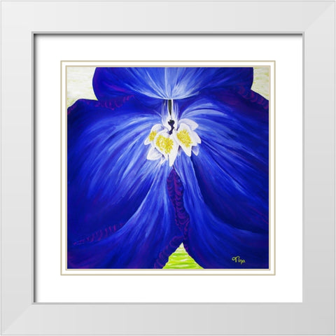 Delphinium White Modern Wood Framed Art Print with Double Matting by Lavoie, Tina