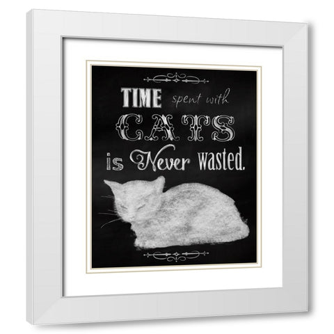 Time Spent With Cats White Modern Wood Framed Art Print with Double Matting by Lavoie, Tina