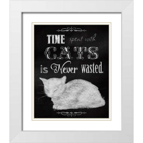 Time Spent With Cats White Modern Wood Framed Art Print with Double Matting by Lavoie, Tina
