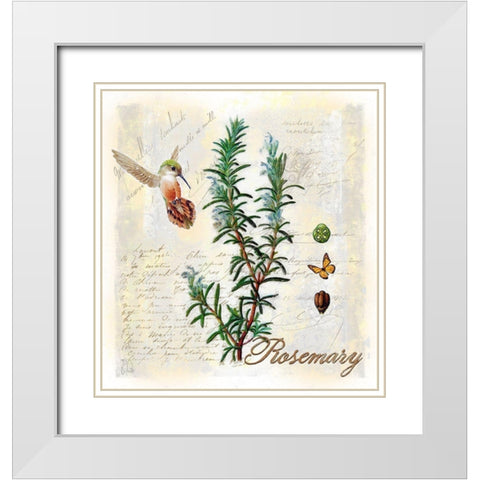 Rosemary Herb White Modern Wood Framed Art Print with Double Matting by Lavoie, Tina