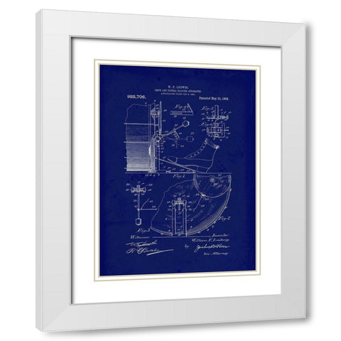 1909 Drum Cymbal Playing Apparatus White Modern Wood Framed Art Print with Double Matting by Lavoie, Tina
