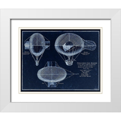 French Airship Balloon 1784 White Modern Wood Framed Art Print with Double Matting by Lavoie, Tina