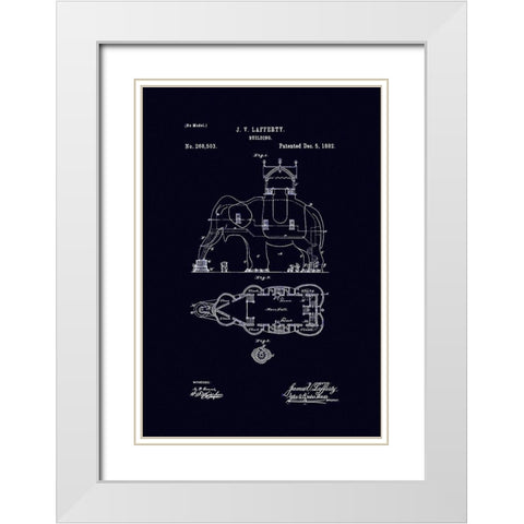 Elephant Building 1882 White Modern Wood Framed Art Print with Double Matting by Lavoie, Tina