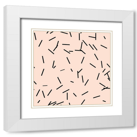 Angel Pink Black Matchstick Confetti White Modern Wood Framed Art Print with Double Matting by Lavoie, Tina
