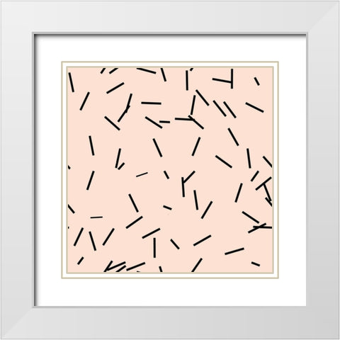 Angel Pink Black Matchstick Confetti White Modern Wood Framed Art Print with Double Matting by Lavoie, Tina
