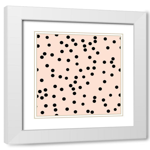 Angel Pink Black Round Confetti White Modern Wood Framed Art Print with Double Matting by Lavoie, Tina