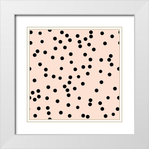Angel Pink Black Round Confetti White Modern Wood Framed Art Print with Double Matting by Lavoie, Tina
