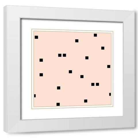 Angel Pink Black Squares Confetti White Modern Wood Framed Art Print with Double Matting by Lavoie, Tina