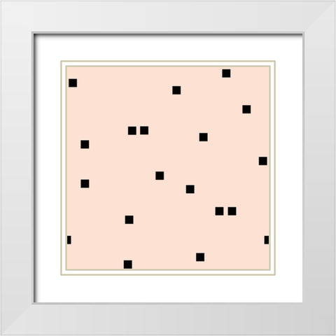Angel Pink Black Squares Confetti White Modern Wood Framed Art Print with Double Matting by Lavoie, Tina