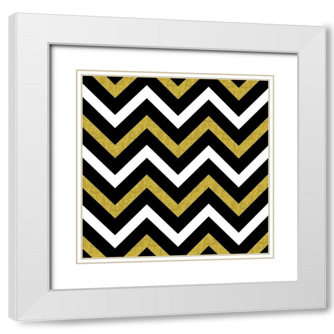 Bling Chevron White Modern Wood Framed Art Print with Double Matting by Lavoie, Tina