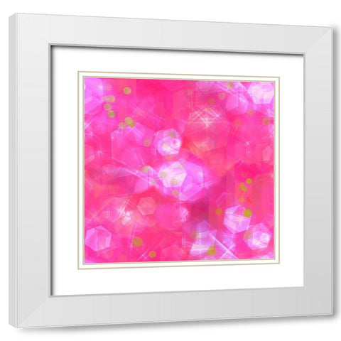 Glitter Love Pink Pattern White Modern Wood Framed Art Print with Double Matting by Lavoie, Tina