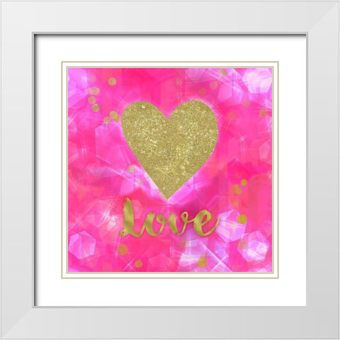 Glitter Love Pink White Modern Wood Framed Art Print with Double Matting by Lavoie, Tina