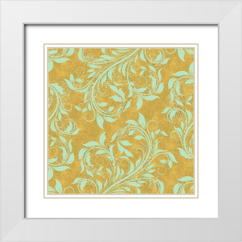 Golden Luna Angel Damask White Modern Wood Framed Art Print with Double Matting by Lavoie, Tina