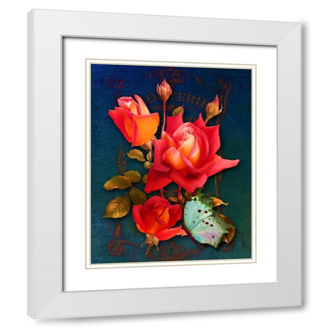 Vintage Roses White Modern Wood Framed Art Print with Double Matting by Lavoie, Tina