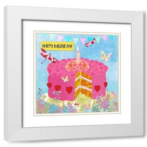 Birthday Garden Party Card White Modern Wood Framed Art Print with Double Matting by Lavoie, Tina