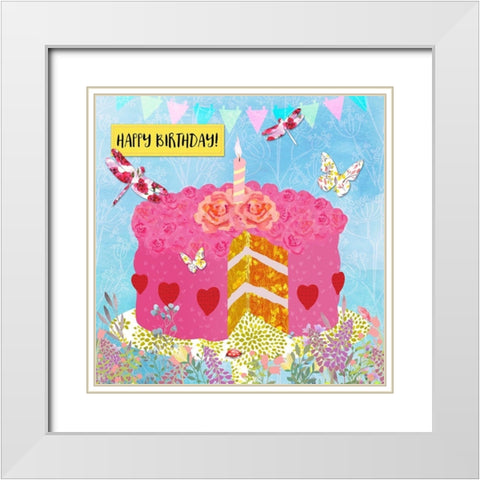 Birthday Garden Party Card White Modern Wood Framed Art Print with Double Matting by Lavoie, Tina
