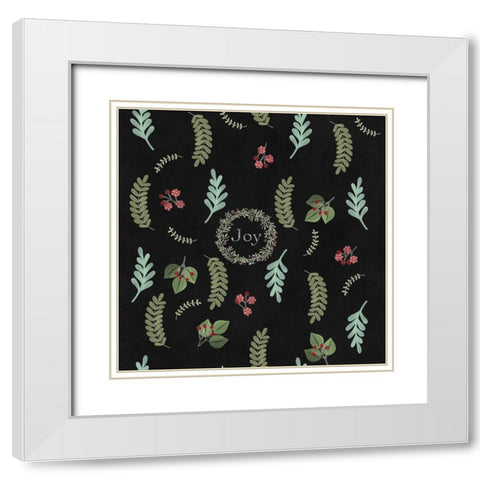 Holiday Botaical Pattern White Modern Wood Framed Art Print with Double Matting by Lavoie, Tina