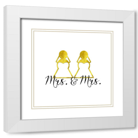Wedding Couple - Mrs. Mrs. White Modern Wood Framed Art Print with Double Matting by Lavoie, Tina