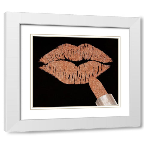 Rosegold Kiss White Modern Wood Framed Art Print with Double Matting by Lavoie, Tina