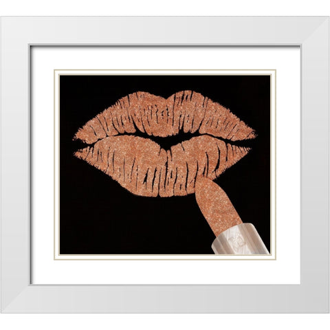 Rosegold Kiss White Modern Wood Framed Art Print with Double Matting by Lavoie, Tina