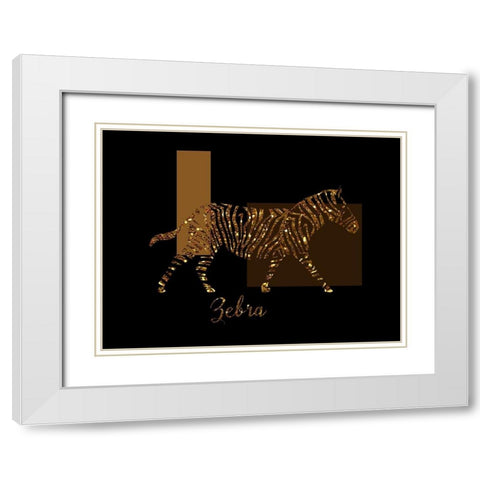 Gilt Zebra White Modern Wood Framed Art Print with Double Matting by Lavoie, Tina