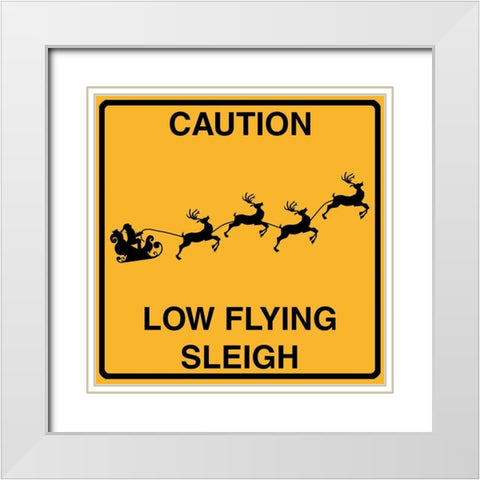 Low Flying Sleigh White Modern Wood Framed Art Print with Double Matting by Lavoie, Tina