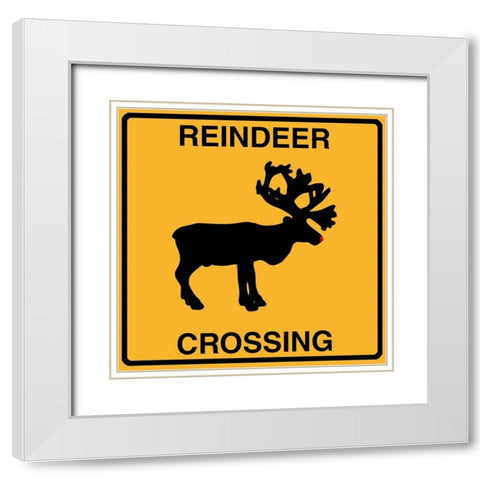 Reindeer Crossing White Modern Wood Framed Art Print with Double Matting by Lavoie, Tina