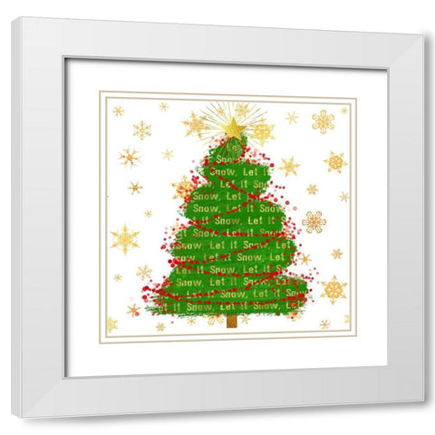 Let It Snow Christmas Tree White Modern Wood Framed Art Print with Double Matting by Lavoie, Tina
