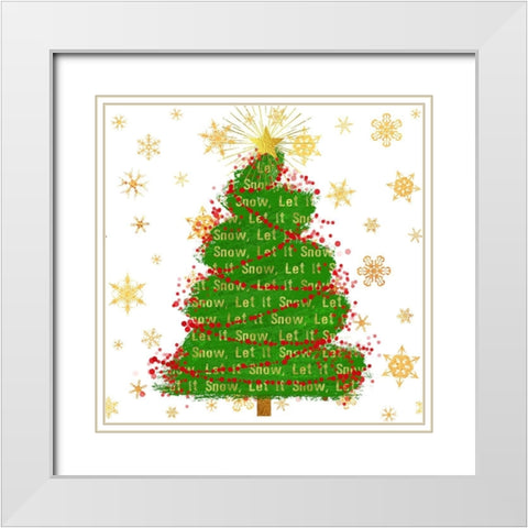 Let It Snow Christmas Tree White Modern Wood Framed Art Print with Double Matting by Lavoie, Tina