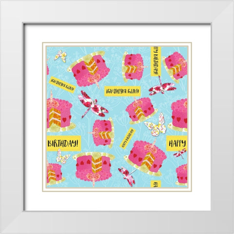 Birthday Garden Party White Modern Wood Framed Art Print with Double Matting by Lavoie, Tina