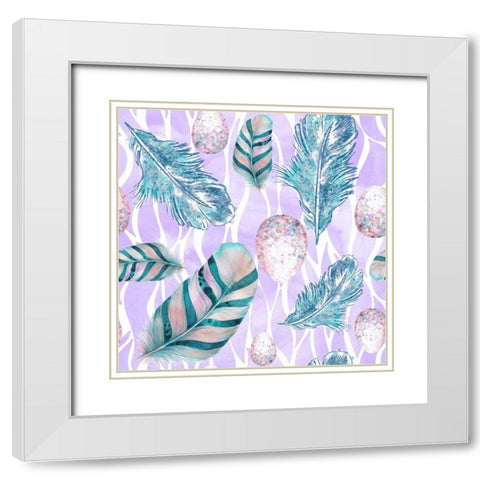 Feather And Egg Pattern II White Modern Wood Framed Art Print with Double Matting by Lavoie, Tina