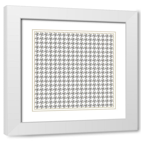 Silver Houndstooth On White White Modern Wood Framed Art Print with Double Matting by Lavoie, Tina
