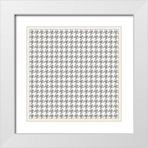 Silver Houndstooth On White White Modern Wood Framed Art Print with Double Matting by Lavoie, Tina