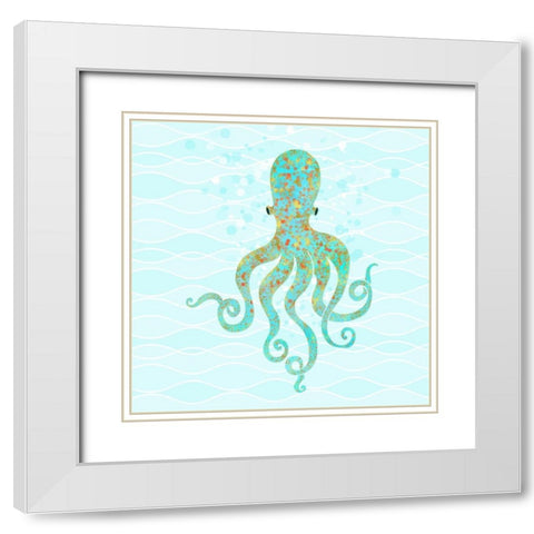 Olivia Octopus White Modern Wood Framed Art Print with Double Matting by Lavoie, Tina