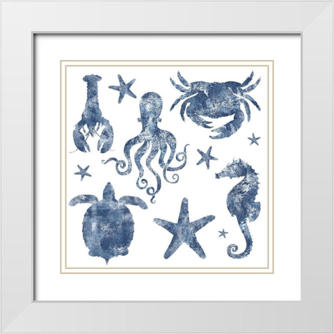 Marine Life Grouping Repeat White Modern Wood Framed Art Print with Double Matting by Lavoie, Tina