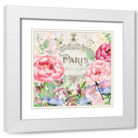 Paris Flower Market I White Modern Wood Framed Art Print with Double Matting by Lavoie, Tina