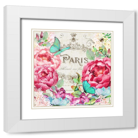 Paris Flower Market II White Modern Wood Framed Art Print with Double Matting by Lavoie, Tina