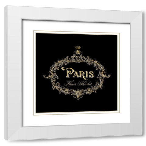 Paris Flower Market In Gold White Modern Wood Framed Art Print with Double Matting by Lavoie, Tina