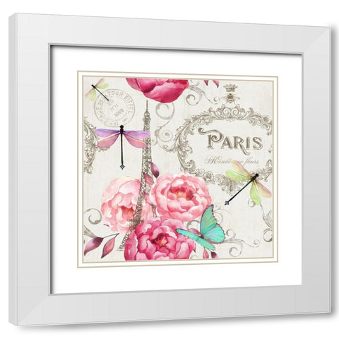 Paris Flower Market Pattern White Modern Wood Framed Art Print with Double Matting by Lavoie, Tina