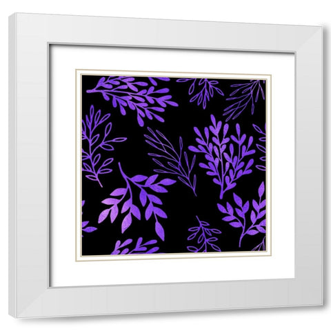 Purple Leaves White Modern Wood Framed Art Print with Double Matting by Lavoie, Tina