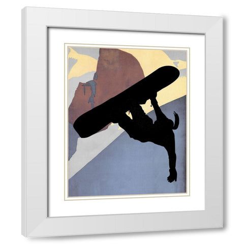 Snowboarding Betty Evening Light White Modern Wood Framed Art Print with Double Matting by Lavoie, Tina