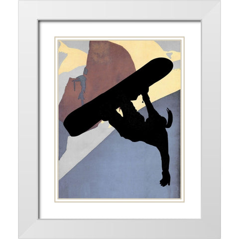 Snowboarding Betty Evening Light White Modern Wood Framed Art Print with Double Matting by Lavoie, Tina