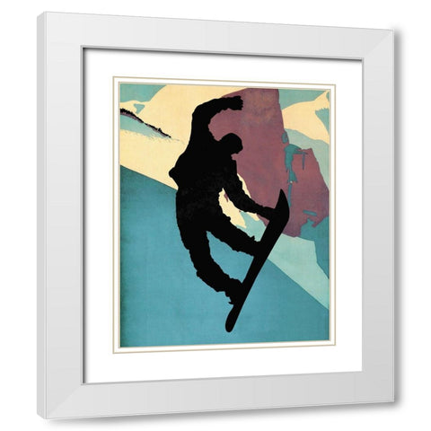 Snowboarding Dude Morning Light White Modern Wood Framed Art Print with Double Matting by Lavoie, Tina